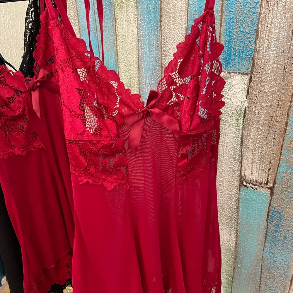 Red silky lingerie